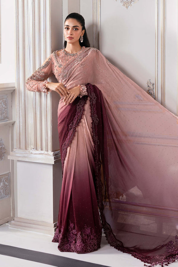 BD-3001 Ash Pink Ombre pakistani wedding saree dress party wear formal eid collection