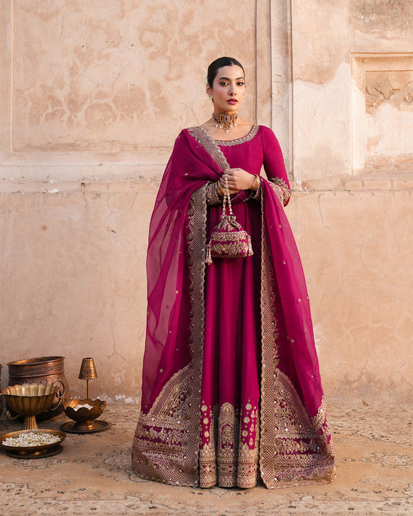 Cassia Luxury Formals Wedding Maaxi Chiffon - Pink Full Ghera Upto 4.2 Yards! Fabric Details Shirt: Chiffon Length Upto 56-58 Inches Max Ghera Upto 4.2 Yards Dupatta: Chiffon 2.7 Yards Trouser: Silk Description Embroidered Foil Work Koti Embroidered & Foilwork Front & Back Maaxi Daman Ghera Gehra 4.2 Yards Embroidered Foilwork Sleeves Embroidered Foilwork Back Koti * Embroidered & Foilwork Pallu Style Dupatta Best Maaxi For Mehndi & Baraat For Events